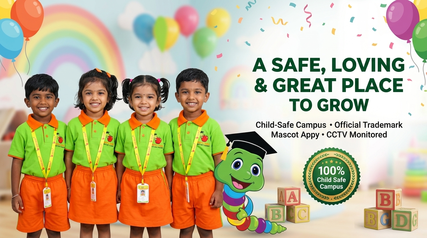 Appy Kidz Safe Loving Campus and Official Trademark Worm Mascot Appy Banner